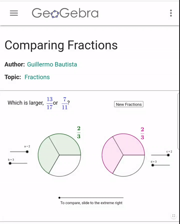 Geogebra - Comparing Fraction